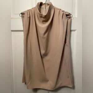 Zara Sleeveless Draped Sleeveless in Light Beige